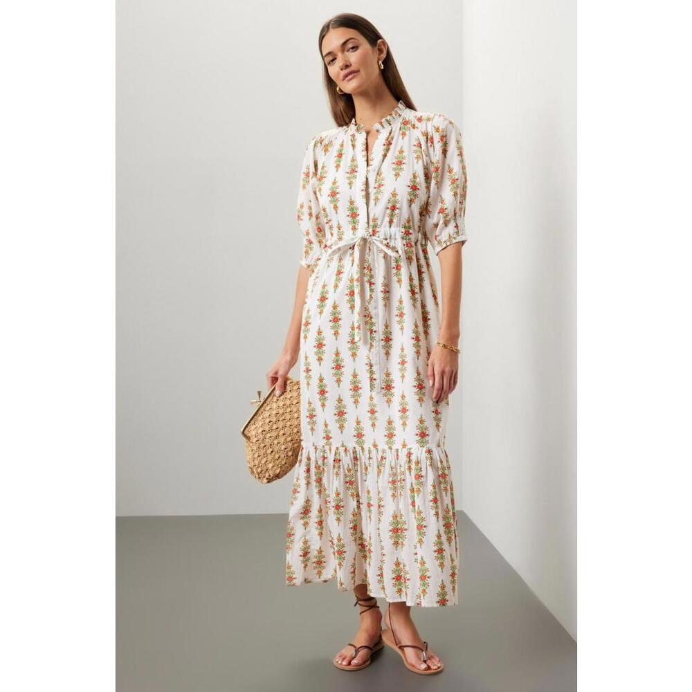 Banjanan Floral Print Betty Dress Size L Off-White